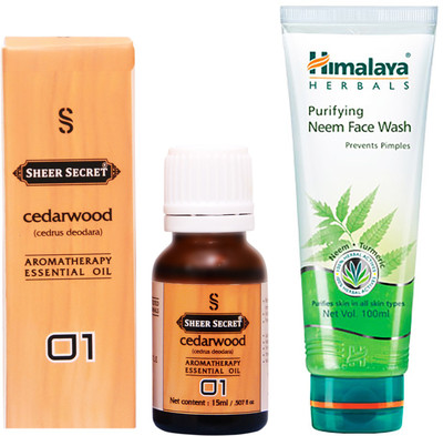 

SHEER SECRET CEDARWOOD ESSENTIAL OIL 15 ML and HIMALAYA NEEM FACE WASH 100 ML(Set of 2)