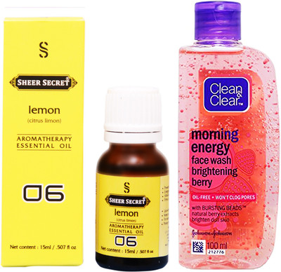 

SHEER SECRET LEMON ESSENTIAL OIL 15 ML and CLEAN & CLEAR MORNING ENERGY BERRY FACE WASH 100 ML(Set of 2)