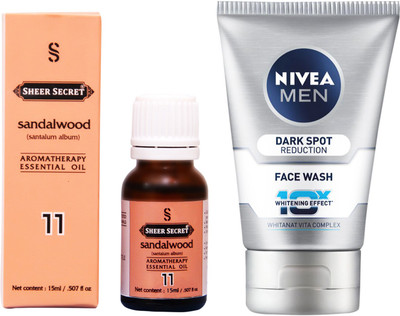 

SHEER SECRET SANDALWOOD ESSENTIAL OIL 15 ML and NIVEA DARK SPOT REDUCTION FACE WASH 100 ML(Set of 2)