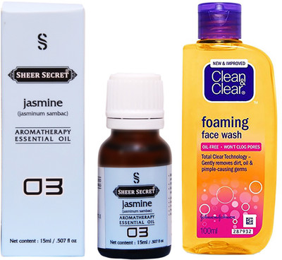 

SHEER SECRET JASMINE ESSENTIAL OIL 15 ML and CLEAN & CLEAR FOAMING FACE WASH 100 ML(Set of 2)
