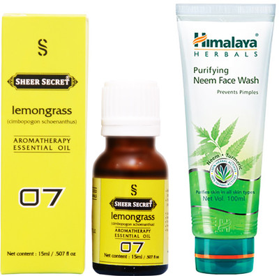 

SHEER SECRET LEMONGRASS ESSENTIAL OIL 15 ML and HIMALAYA NEEM FACE WASH 100 ML(Set of 2)