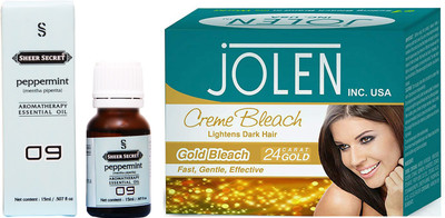 

SHEER SECRET PEPPERMINT ESSENTIAL OIL 15ML and JOLEN GOLD BLEACH 35GRAMS(Set of 2)