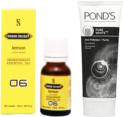 

SHEER SECRET LEMON ESSENTIAL OIL 15 ML and POND'S PURE WHITE FACE WASH 100 ML(Set of 2)