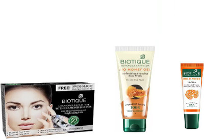 

BIOTIQUE BIO Diamond Facial Kit, Bio Honey Gel Refreshing Foaming Face Wash , LIP BALM(Set of 3)