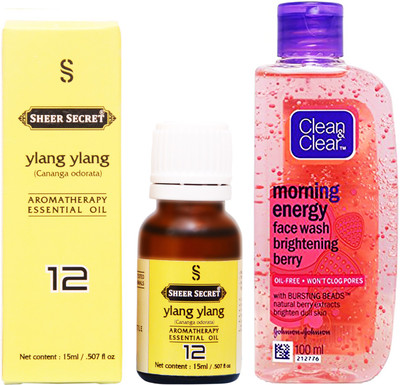 

SHEER SECRET YLANG YLANG ESSENTIAL OIL 15 ML and CLEAN & CLEAR MORNING ENERGY BERRY FACE WASH 100 ML(Set of 2)