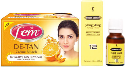

SHEER SECRET YLANG YLANG ESSENTIAL OIL 15ML and FEM DE TAN BLEACH 30 GRAMS(Set of 2)