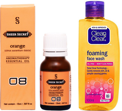 

SHEER SECRET ORANGE ESSENTIAL OIL 15 ML and CLEAN & CLEAR FOAMING FACE WASH 100 ML(Set of 2)