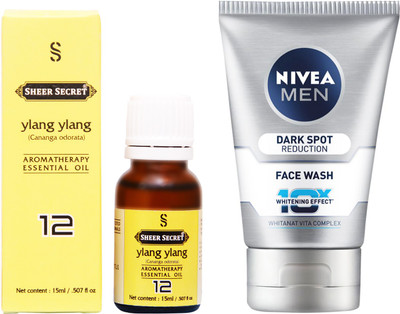 

SHEER SECRET YLANG YLANG ESSENTIAL OIL 15 ML and NIVEA DARK SPOT REDUCTION FACE WASH 100 ML(Set of 2)