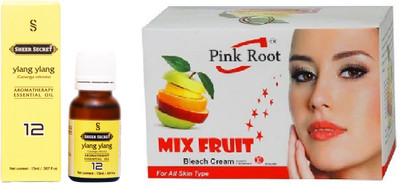 

SHEER SECRET YLANG ESSENTIAL OIL 15ML and PINK ROOT MIX FRUIT BLEACH 43 GRAMS(Set of 2)