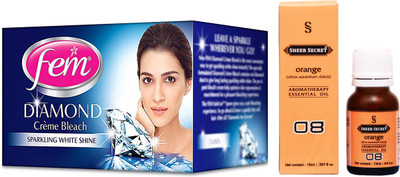 

SHEER SECRET ORANGE ESSENTIAL OIL 15ML and FEM DIAMOND BLEACH 30 GRAMS(Set of 2)