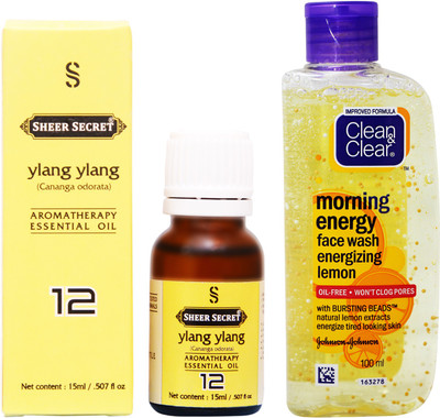 

SHEER SECRET YLANG YLANG ESSENTIAL OIL 15 ML and CLEAN & CLEAR MORNING ENERGY LEMON FACE WASH 100 ML(Set of 2)