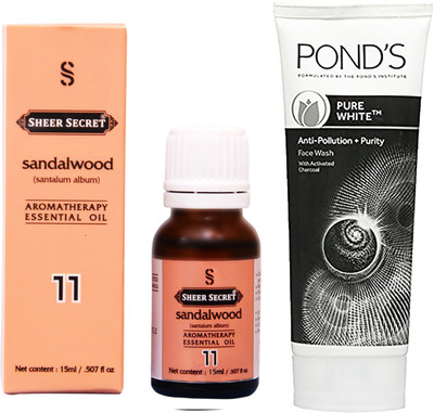 

SHEER SECRET SANDALWOOD ESSENTIAL OIL 15 ML and POND'S PURE WHITE FACE WASH 100 ML(Set of 2)