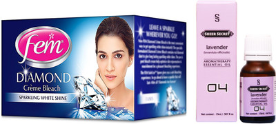

SHEER SECRET LAVENDER ESSENTIAL OIL 15ML and FEM DIAMOND BLEACH 30 GRAMS(Set of 2)