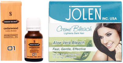

SHEER SECRET CEDARWOOD ESSENTIAL OIL 15ML and JOLEN ALOEVERA BLEACH 35GRAMS(Set of 2)