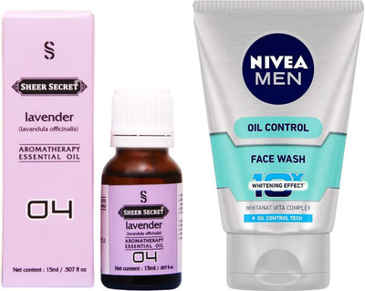 

SHEER SECRET LAVENDER ESSENTIAL OIL 15 ML and NIVEA OIL CONTROL FACE WASH 100 ML(Set of 2)