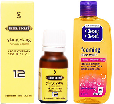 

SHEER SECRET YLANG YLANG ESSENTIAL OIL 15 ML and CLEAN & CLEAR FOAMING FACE WASH 100 ML(Set of 2)