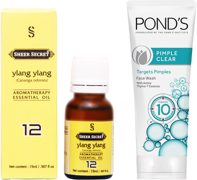 

SHEER SECRET YLANG YLANG ESSENTIAL OIL 15 ML and POND'S PIMPLE CLEAR FACE WASH 100 ML(Set of 2)