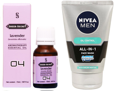 

SHEER SECRET LAVENDER ESSENTIAL OIL 15 ML and NIVEA ALL IN 1 FACE WASH 100 ML(Set of 2)