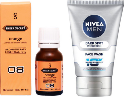 

SHEER SECRET ORANGE ESSENTIAL OIL 15 ML and NIVEA DARK SPOT REDUCTION FACE WASH 100 ML(Set of 2)