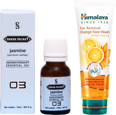 

SHEER SECRET JASMINE ESSENTIAL OIL 15 ML and HIMALAYA TAN REMOVAL ORANGE FACE WASH 100 ML(Set of 2)