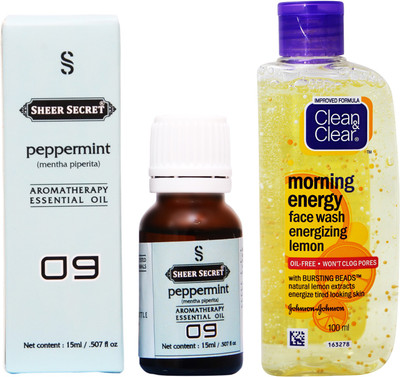 

SHEER SECRET PEPPERMINT ESSENTIAL OIL 15 ML and CLEAN & CLEAR MORNING ENERGY LEMON FACE WASH 100 ML(Set of 2)