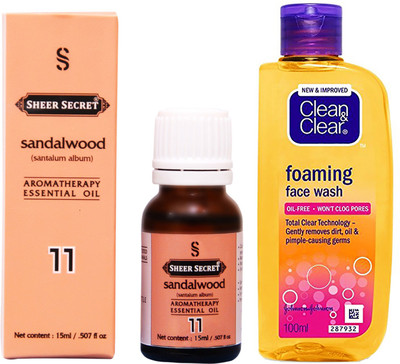 

SHEER SECRET SANDALWOOD ESSENTIAL OIL 15 ML and CLEAN & CLEAR FOAMING FACE WASH 100 ML(Set of 2)