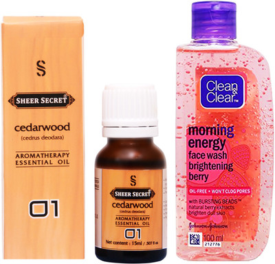 

SHEER SECRET CEDARWOOD ESSENTIAL OIL 15 ML and CLEAN & CLEAR MORNING ENERGY BERRY FACE WASH 100 ML(Set of 2)