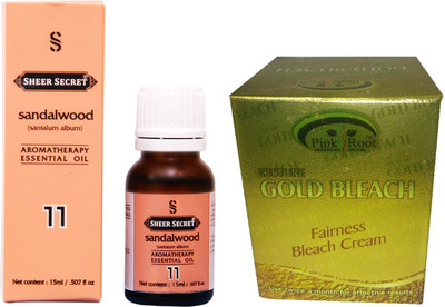 

SHEER SECRET SANDALWOOD ESSENTIAL OIL 15ML and PINK ROOT GOLD BLEACH 43 GRAMS(Set of 2)