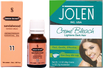 

SHEER SECRET SANDALWOOD ESSENTIAL OIL 15ML and JOLEN NORMAL BLEACH 35GRAMS(Set of 2)