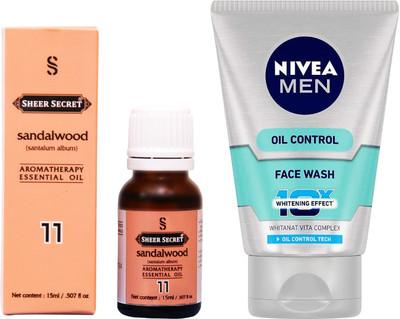 

SHEER SECRET SANDALWOOD ESSENTIAL OIL 15 ML and NIVEA OIL CONTROL FACE WASH 100 ML(Set of 2)