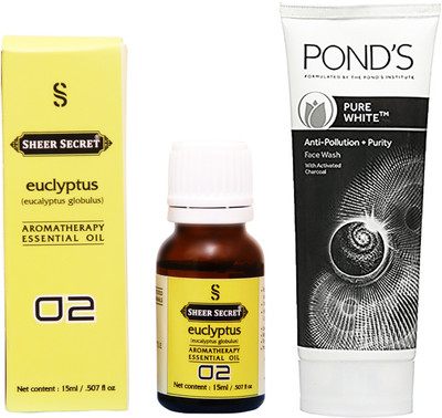 

SHEER SECRET EUCLYPTUS ESSENTIAL OIL 15 ML and POND'S PURE WHITE FACE WASH 100 ML(Set of 2)