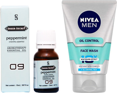 

SHEER SECRET PEPPERMINT ESSENTIAL OIL 15 ML and NIVEA OIL CONTROL FACE WASH 100 ML(Set of 2)