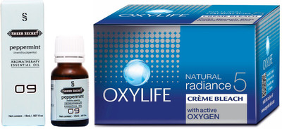 

SHEER SECRET PEPPERMINT ESSENTIAL OIL 15ML and OXYLIFE BLEACH 27 GRAMS(Set of 2)