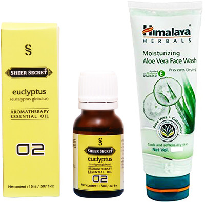 

SHEER SECRET EUCLYPTUS ESSENTIAL OIL 15 ML and HIMALAYA ALOEVERA FACE WASH 100 ML(Set of 2)