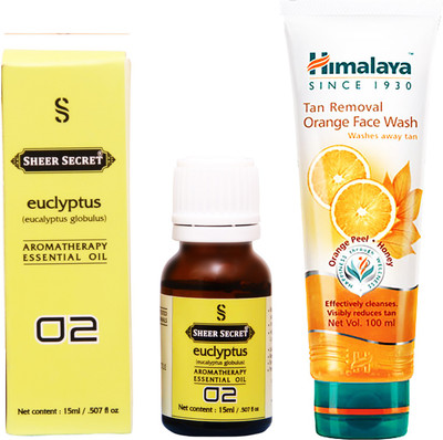 

SHEER SECRET EUCLYPTUS ESSENTIAL OIL 15 ML and HIMALAYA TAN REMOVAL ORANGE FACE WASH 100 ML(Set of 2)