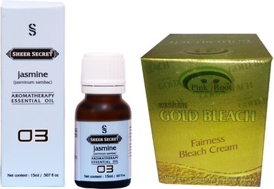 

SHEER SECRET JASMINE ESSENTIAL OIL 15ML and PINK ROOT GOLD BLEACH 43 GRAMS(Set of 2)