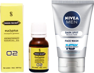 

SHEER SECRET EUCLYPTUS ESSENTIAL OIL 15 ML and NIVEA DARK SPOT REDUCTION FACE WASH 100 ML(Set of 2)