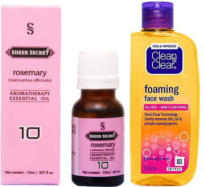 

SHEER SECRET ROSEMARY ESSENTIAL OIL 15 ML and CLEAN & CLEAR FOAMING FACE WASH 100 ML(Set of 2)