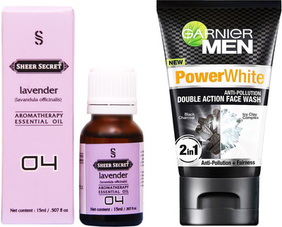 

SHEER SECRET LAVENDER ESSENTIAL OIL 15 ML and GARNIER MEN'S DOUBLE ACTION FACE WASH 100 ML(Set of 2)