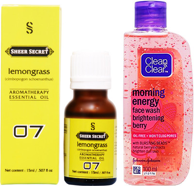 

SHEER SECRET LEMONGRASS ESSENTIAL OIL 15 ML and CLEAN & CLEAR MORNING ENERGY BERRY FACE WASH 100 ML(Set of 2)