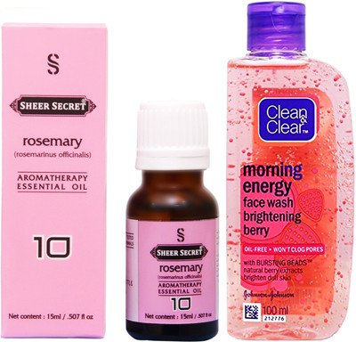 

SHEER SECRET ROSEMARY ESSENTIAL OIL 15 ML and CLEAN & CLEAR MORNING ENERGY BERRY FACE WASH 100 ML(Set of 2)