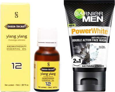 

SHEER SECRET YLANG YLANG ESSENTIAL OIL 15 ML and GARNIER MEN'S DOUBLE ACTION FACE WASH 100 ML(Set of 2)