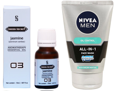 

SHEER SECRET JASMINE ESSENTIAL OIL 15 ML and NIVEA ALL IN 1 FACE WASH 100 ML(Set of 2)