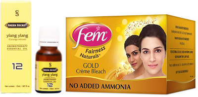 

SHEER SECRET YLANG YLANG ESSENTIAL OIL 15ML and FEM GOLD BLEACH 30 GRAMS(Set of 2)
