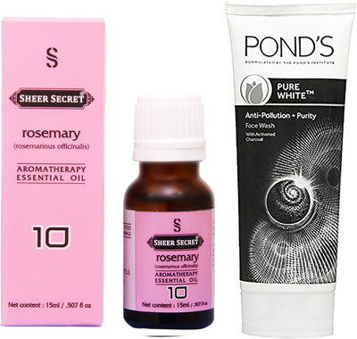

SHEER SECRET ROSEMARY ESSENTIAL OIL 15 ML and POND'S PURE WHITE FACE WASH 100 ML(Set of 2)