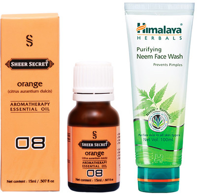 

SHEER SECRET ORANGE ESSENTIAL OIL 15 ML and HIMALAYA NEEM FACE WASH 100 ML(Set of 2)