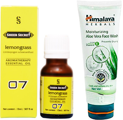 

SHEER SECRET LEMONGRASS ESSENTIAL OIL 15 ML and HIMALAYA ALOEVERA FACE WASH 100 ML(Set of 2)