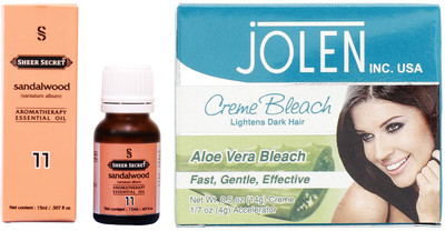 

SHEER SECRET SANDALWOOD ESSENTIAL OIL 15ML and JOLEN ALOEVERA BLEACH 35GRAMS(Set of 2)