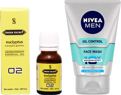 

SHEER SECRET EUCLYPTUS ESSENTIAL OIL 15 ML and NIVEA OIL CONTROL FACE WASH 100 ML(Set of 2)