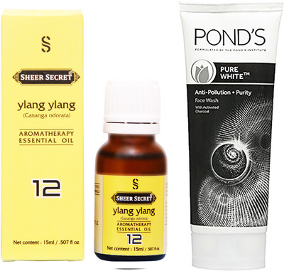

SHEER SECRET YLANG YLANG ESSENTIAL OIL 15 ML and POND'S PURE WHITE FACE WASH 100 ML(Set of 2)